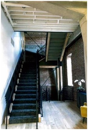 After: a view of more new open stairs at mid-level
